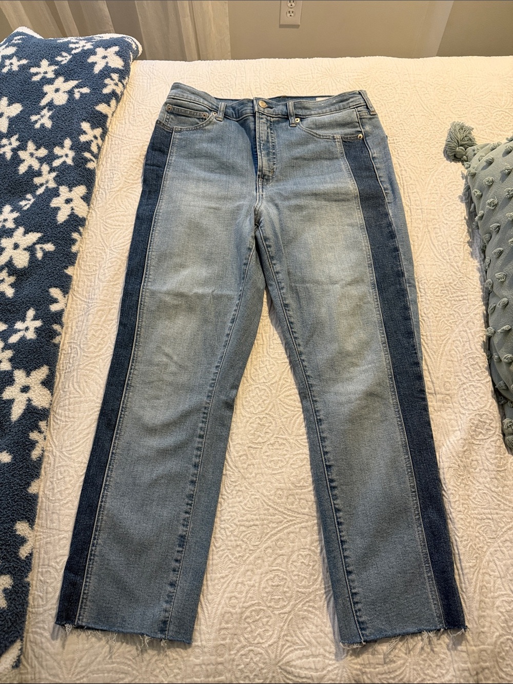 GAP Two-Tone Light and Dark Blue Straight-Leg Jeans